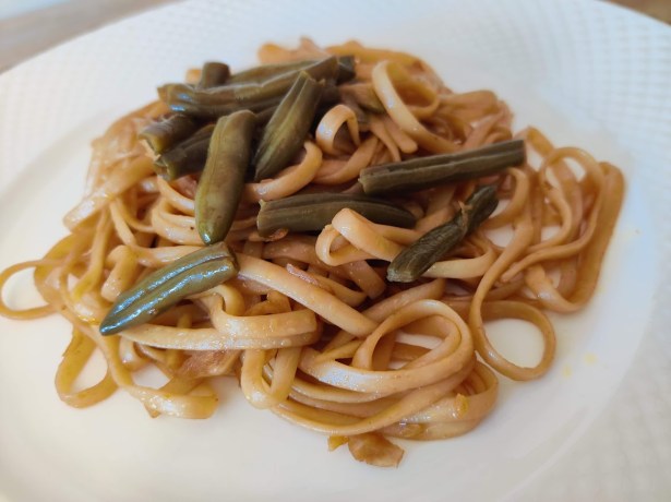 tallarines con judias verdes