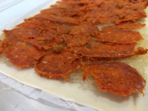 hojaldre de sobrasada y cabello de ángel